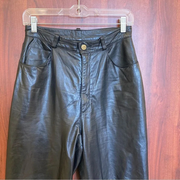 ST JOHN COLLECTION Leather Pants Black Size 6 Marie Gray - Picture 3 of 7